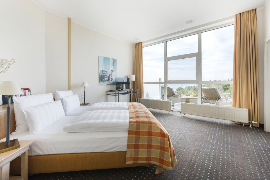 Doppelzimmer mit Meerblick im Strandhotel Fischland