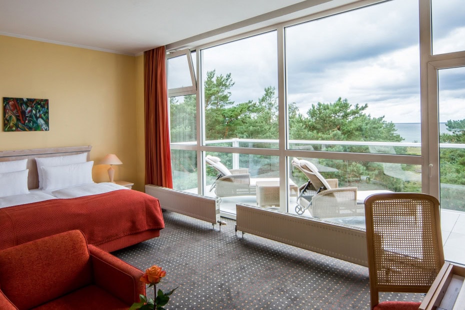 Standard Doppelzimmer mit Meerblick im Strandhotel Fischland