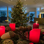 Adventskranz und Weihnachtsbaum im Strandhotel Fischland